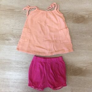 Peach Reserved Top and Inextenso Pink Toddler Girl’s Shorts 2T Outfit